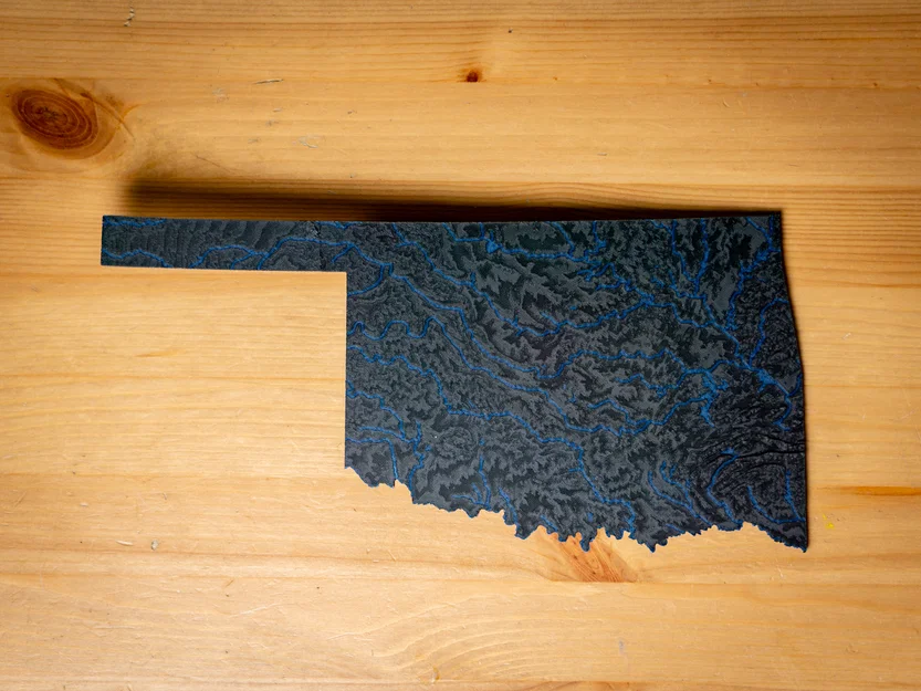 Bản đồ địa hình Oklahoma, USA (OK) kèm sông ngòi - Image 6