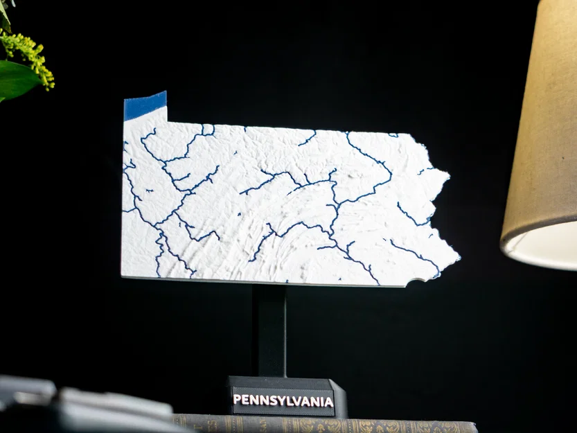 Bản đồ địa hình nổi Pennsylvania, USA (PA) kèm sông ngòi - Image 1