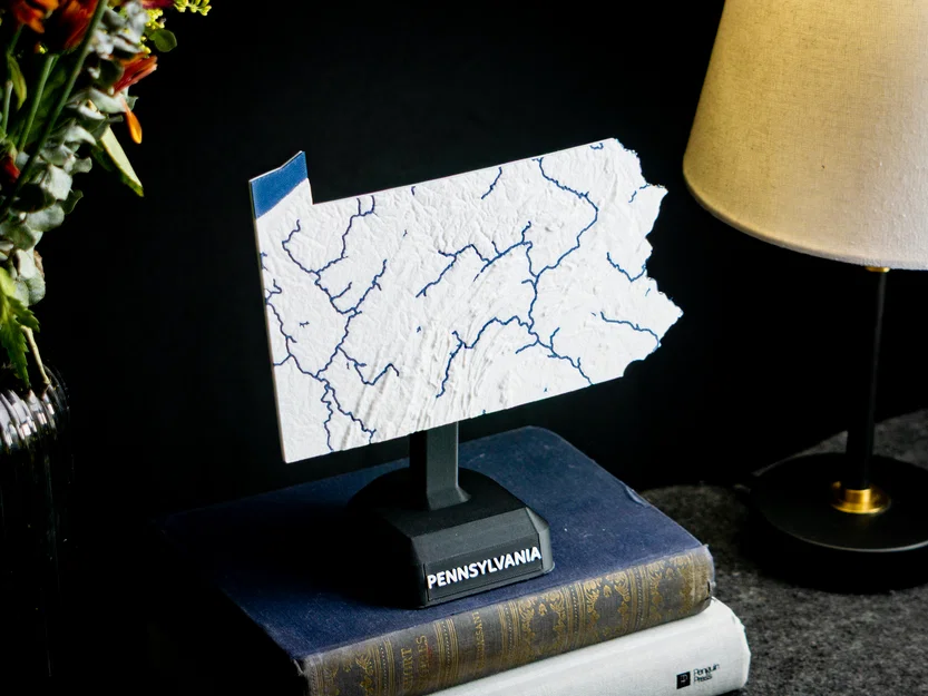 Bản đồ địa hình nổi Pennsylvania, USA (PA) kèm sông ngòi - Image 3