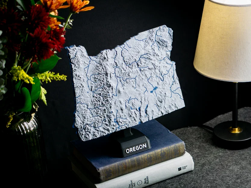 Bản đồ địa hình Oregon, USA (OR) 2 màu kèm sông hồ & thủy văn - Image 18