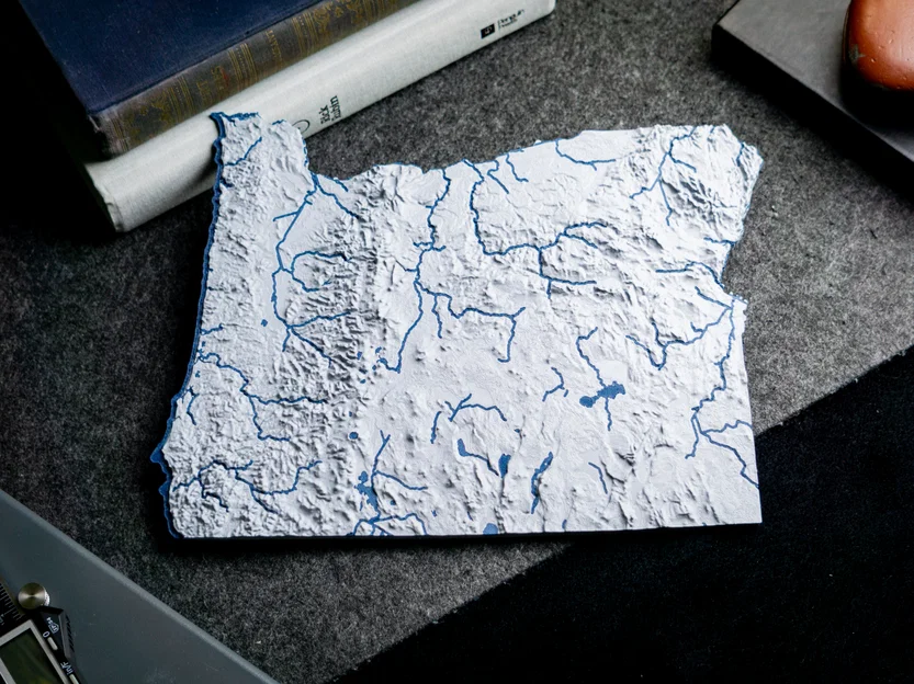 Bản đồ địa hình Oregon, USA (OR) 2 màu kèm sông hồ & thủy văn - Image 19