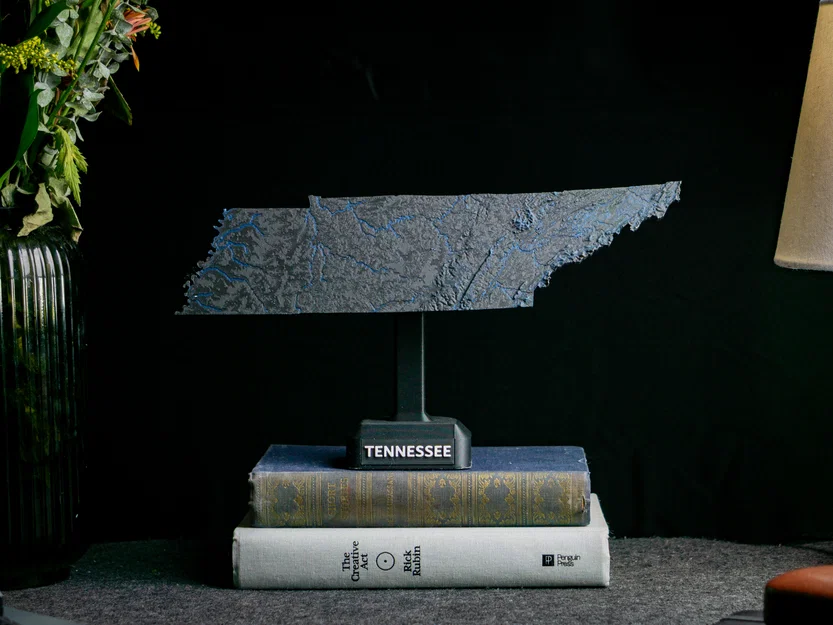 Bản đồ địa hình Tennessee, USA (TN) có sông ngòi - Image 1