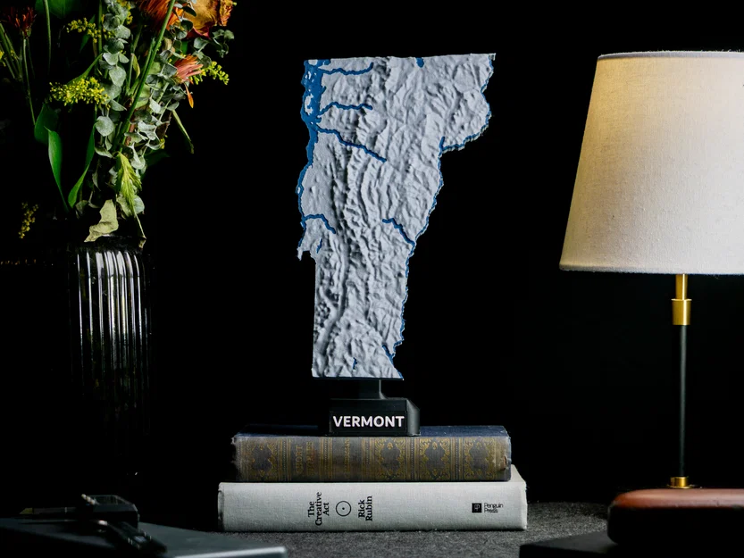 Bản đồ địa hình Vermont, USA (VT) kèm sông suối - Image 1