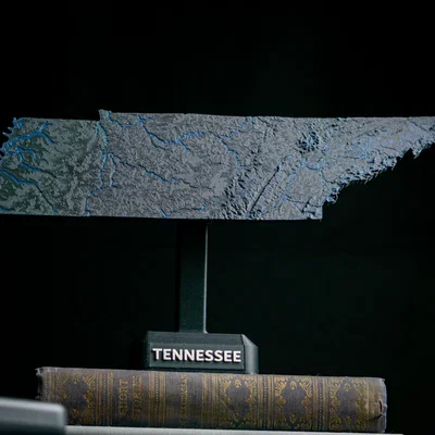 Bản đồ địa hình Tennessee, USA (TN) có sông ngòi