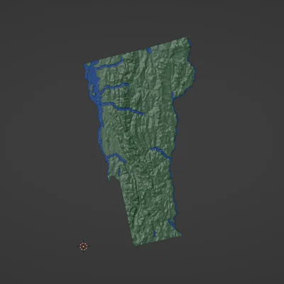Bản đồ địa hình Vermont, USA (VT) kèm sông suối