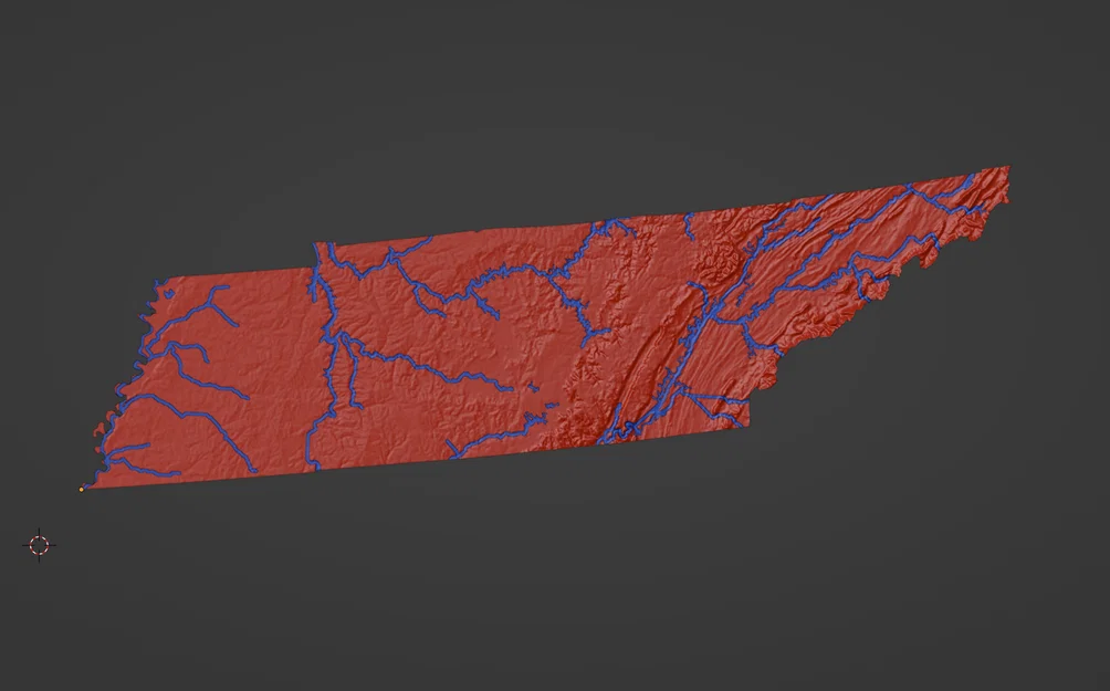 Bản đồ địa hình Tennessee, USA (TN) có sông ngòi - Image 4