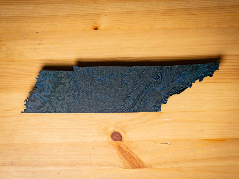 Bản đồ địa hình Tennessee, USA (TN) có sông ngòi - Image 6