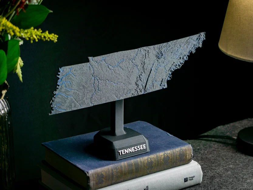 Bản đồ địa hình Tennessee, USA (TN) có sông ngòi - Image 7