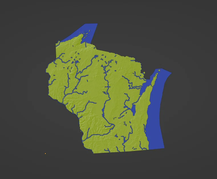 Bản đồ địa hình nổi Wisconsin, USA (WI) kèm sông ngòi - Image 2