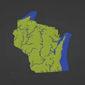 Bản đồ địa hình nổi Wisconsin, USA (WI) kèm sông ngòi - Thumbnail 2