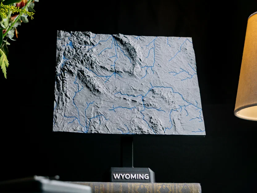 Bản đồ địa hình Wyoming, USA (WY) kèm sông suối - Image 2