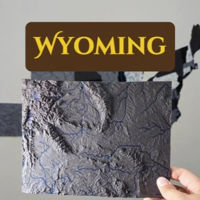 Bản đồ địa hình Wyoming, USA (WY) kèm sông suối