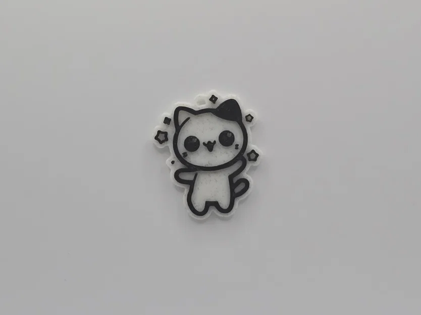 Móc khóa mèo con dễ thương (Cute Cat Keychain) in 3D đơn giản - Image 1