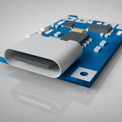 Mô hình 3D mạch sạc pin TP4056 USB-C dùng cho thiết kế vỏ hộp