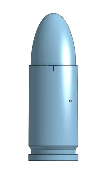 Mô hình 9x19mm Parabellum Cartridge (bullet & casing tách file) - Image 1