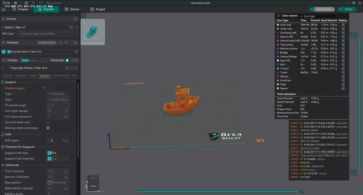 Profile Anycubic Kobra 2 Neo cho PLA/ABS/TPU/PETG (OrcaSlicer) - Image 1
