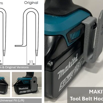 Clip móc dây nịt Makita LXT: Slim & Original, gắn trái/phải, universal fit