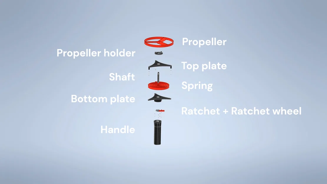 Bệ phóng cánh quạt dùng lò xo (Spring powered propeller launcher) - Image 2
