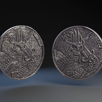 Miếng lót ly Hobo Nickle Samurai Skull - Tinh xảo và độc đáo