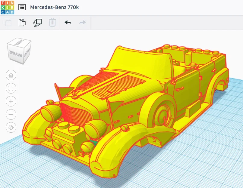Mô hình xe Mercedes 770k phong cách LEGO để in 3D - Image 2