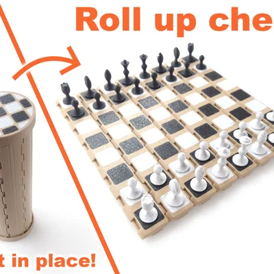 Roll Up Chess - Print in Place - (Single Extruder) | Bộ cờ vua cuộn in liền khối
