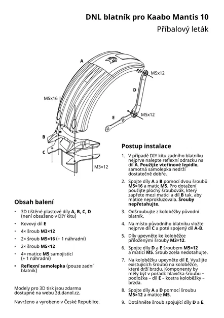 DNL Kaabo Mantis 10 Mudguard [std/wide, front/back] - Image 7