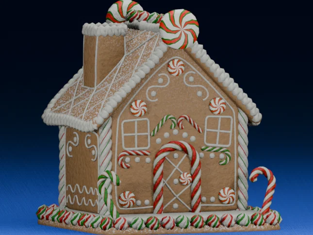 Mô hình nhà bánh gừng Giáng sinh (Christmas Gingerbread House) in 3D - Image 1