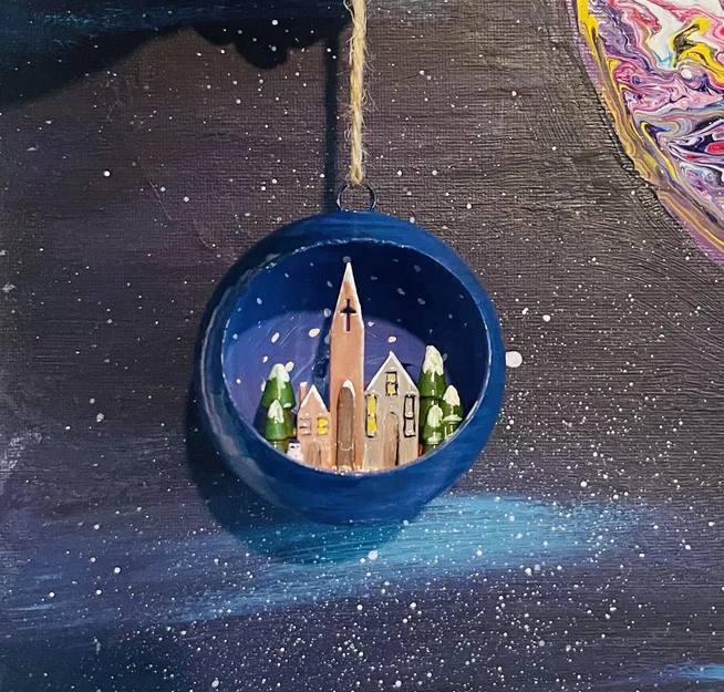 Quả cầu Giáng sinh 3D có tiểu cảnh ngôi làng đẹp mắt - Image 2