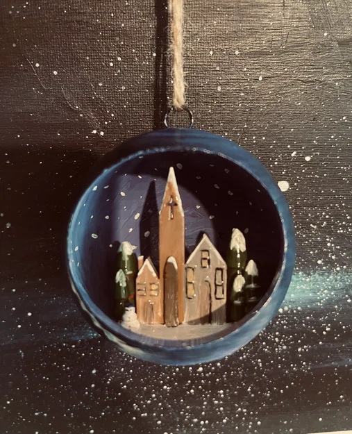 Quả cầu Giáng sinh 3D có tiểu cảnh ngôi làng đẹp mắt - Image 3