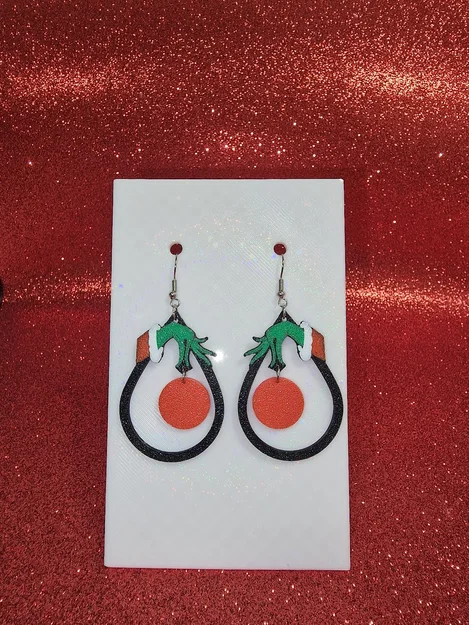 Bông tai Grinch hình bóng Noel (Christmas ball Grinch earrings) - Image 1