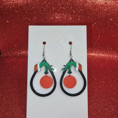 Bông tai Grinch hình bóng Noel (Christmas ball Grinch earrings)