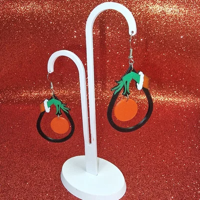 Bông tai Grinch hình bóng Noel (Christmas ball Grinch earrings)