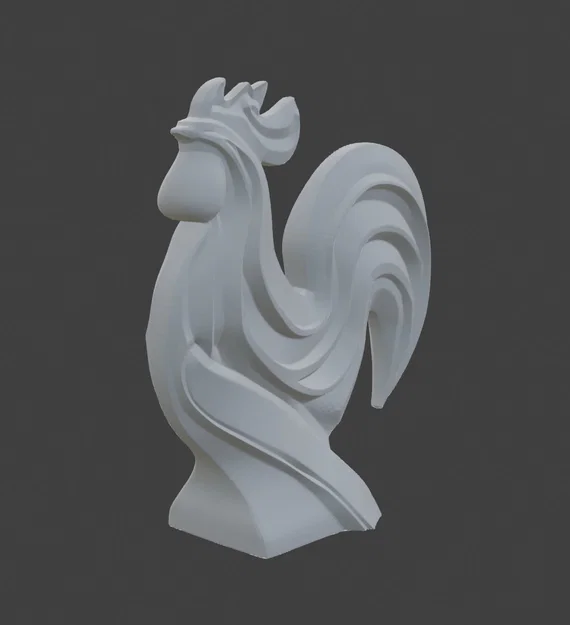 Regal Rooster – Tượng Gà Trống 3D Thanh Lịch - Image 1