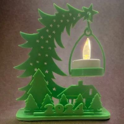 Mô hình trang trí cây thông Noel tích hợp đèn tealight siêu xinh