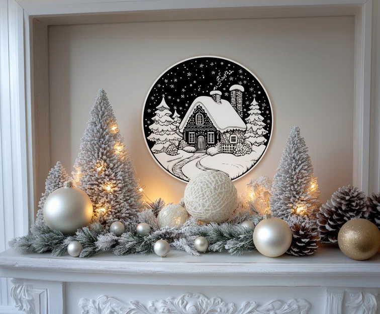 Trang trí Noel treo tường/để bàn – Nhà bánh gừng phủ tuyết - Image 1