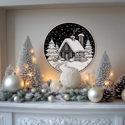 Trang trí Noel treo tường/để bàn – Nhà bánh gừng phủ tuyết