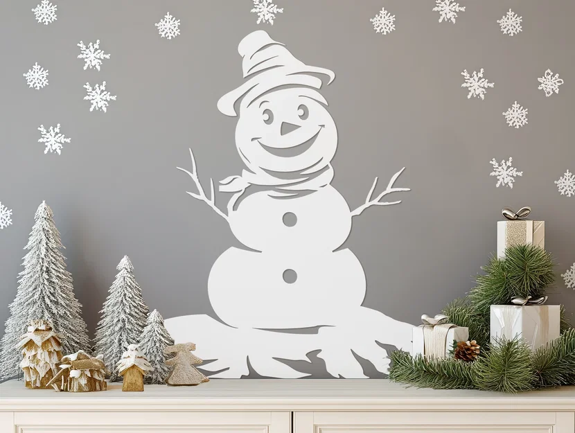 Mô hình trang trí Giáng sinh người tuyết (Happy Snowman) cho in 3D - Image 1