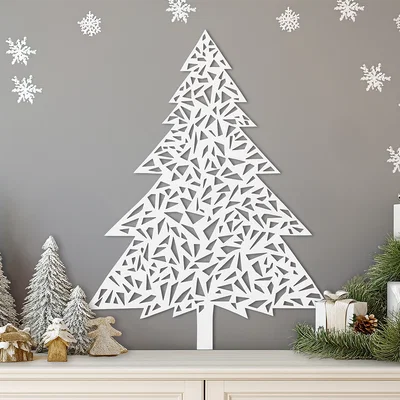 Cây thông Noel trang trí treo tường 3D - Thiết kế hình học hiện đại