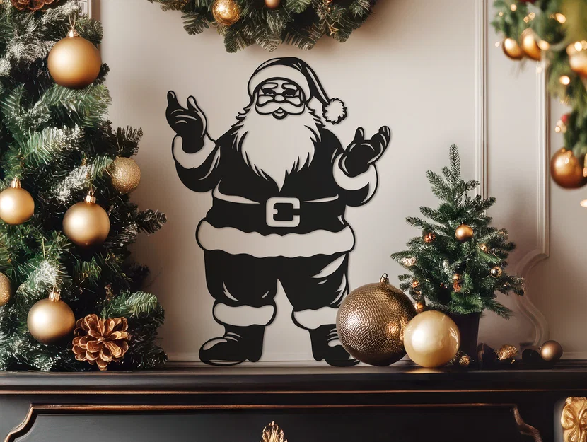 Mô hình treo tường Giáng sinh Ông già Noel in 3D - Image 1