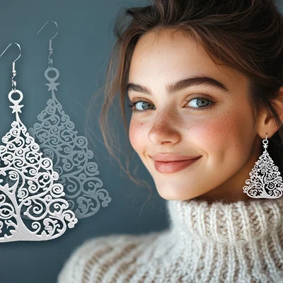 Bông tai hình cây thông Noel - Phụ kiện in 3D tinh tế cho mùa lễ hội