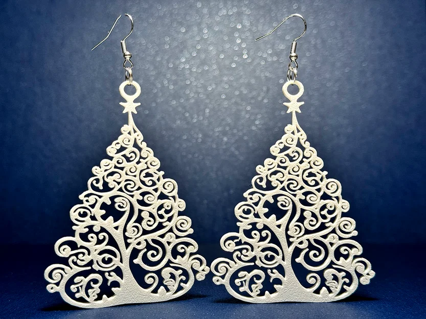 Bông tai hình cây thông Noel - Phụ kiện in 3D tinh tế cho mùa lễ hội - Image 2