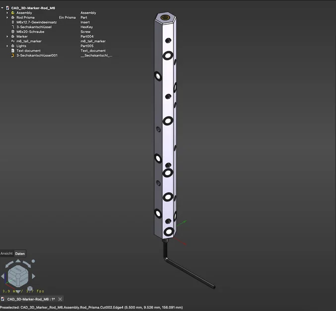 Thanh Marker dạng lục giác ren M6 – Hỗ trợ quét 3D - Image 1