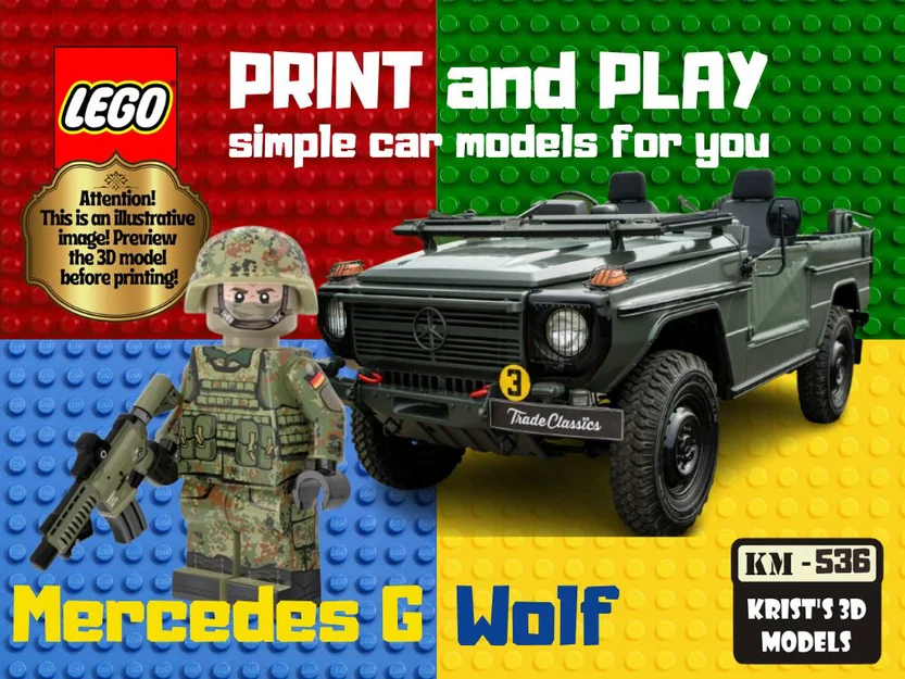 Mô hình in 3D xe Mercedes G Wolf phong cách LEGO độc đáo - Image 1