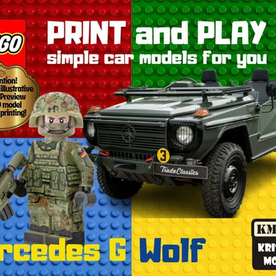 Mô hình in 3D xe Mercedes G Wolf phong cách LEGO độc đáo