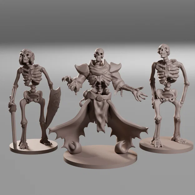 Bộ 3 mô hình Undead Skeleton cho game Dungeons & Dragons (DnD) - Image 1