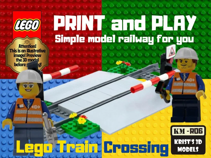 Mô hình rào chắn đường tàu hỏa LEGO (LEGO Train Railroad Crossing) - Image 1
