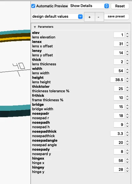 Gọng kính parametric từ STL tròng kính (lens) bằng OpenSCAD - Image 11