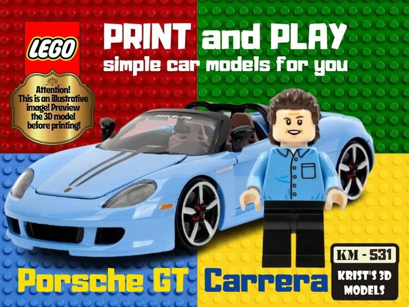 Mô hình in 3D Porsche Carrera GT phong cách LEGO cực đẹp - Image 1