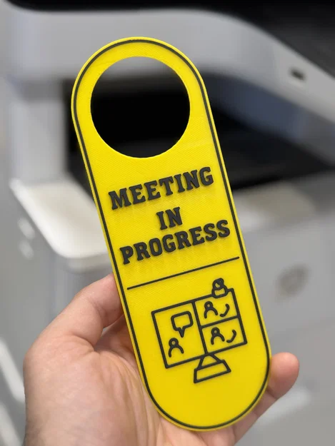 Bảng treo cửa báo hiệu đang họp Meeting In Progress in 3D - Image 1
