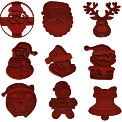 Bộ 9 khuôn cắt bánh quy Giáng sinh tự in 3D đa dạng hình dáng